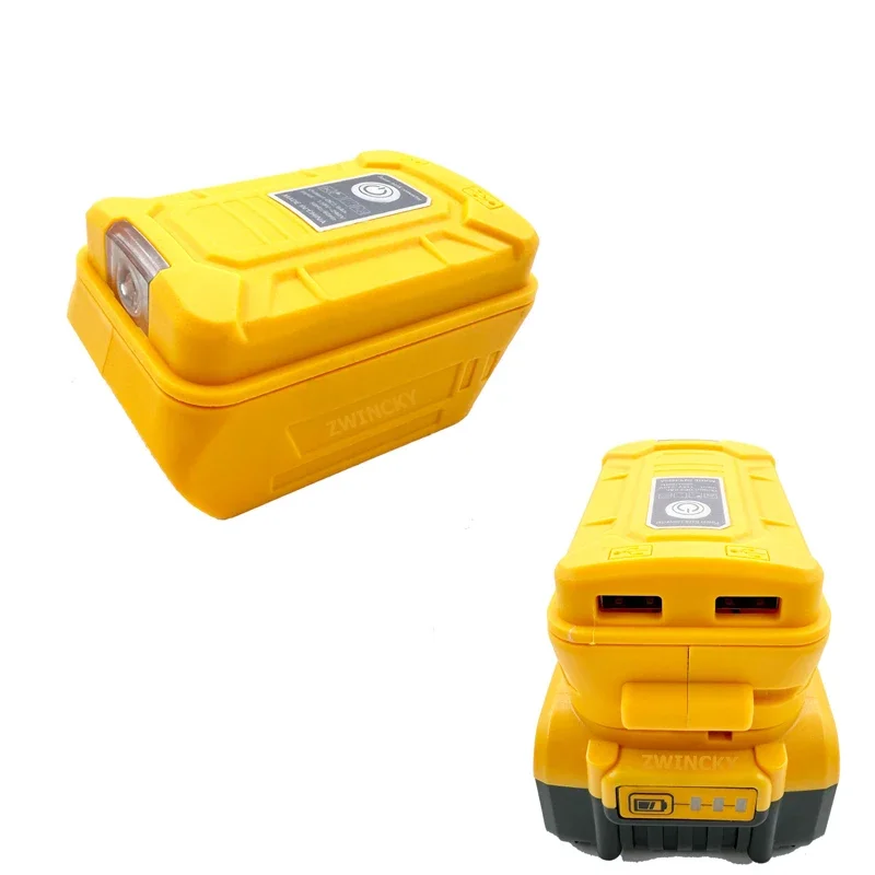 Replace for Dewalt 18V 20V Battery USB Adapter Charger Battery Adapter with LED Work Light Dual USB Port Power Source Charger