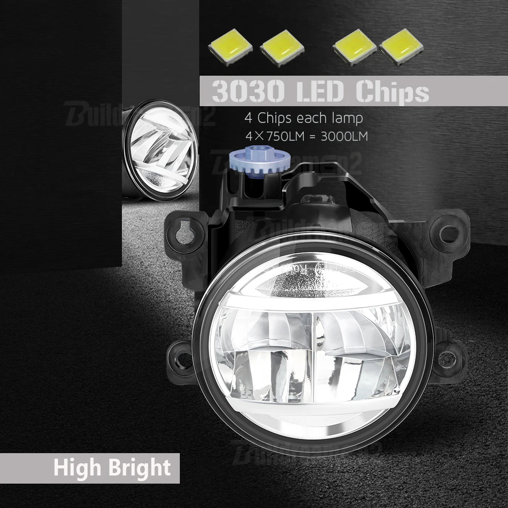 2 Pcs H11 Car Front LED Fog Light Assembly 40W 4000LM For Citroen Berlingo C-Elysee C4 C5 C6 DS3 DS4 DS4 Jumpy Xsara SpaceTourer