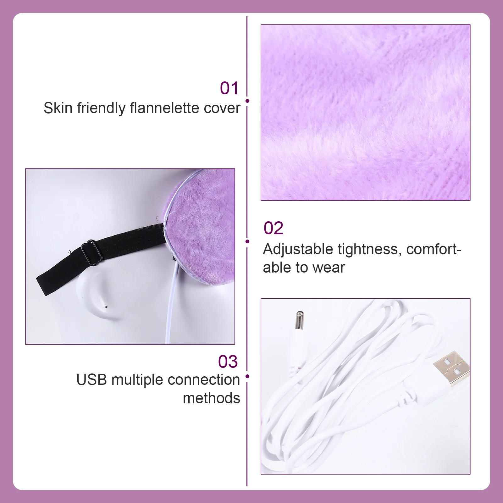 

1pc Usb Heated Mask Reusable Steam Therapy For Black Sleep Eye Patch Lightweight Breathable Fabric Warm Massager