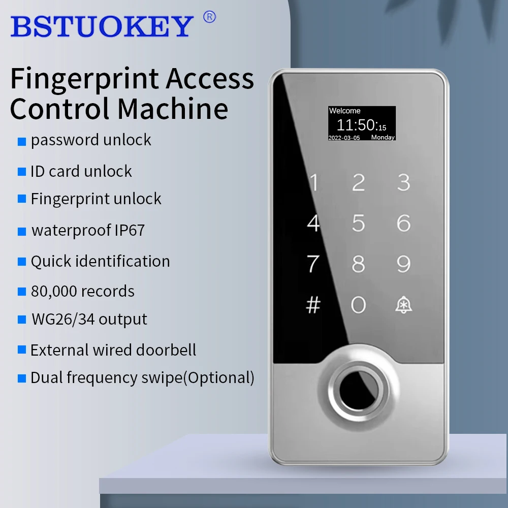 Smart Fingerprint Door Lock Touch Password Keypad IP67 Waterproof RFID Card Access Control System