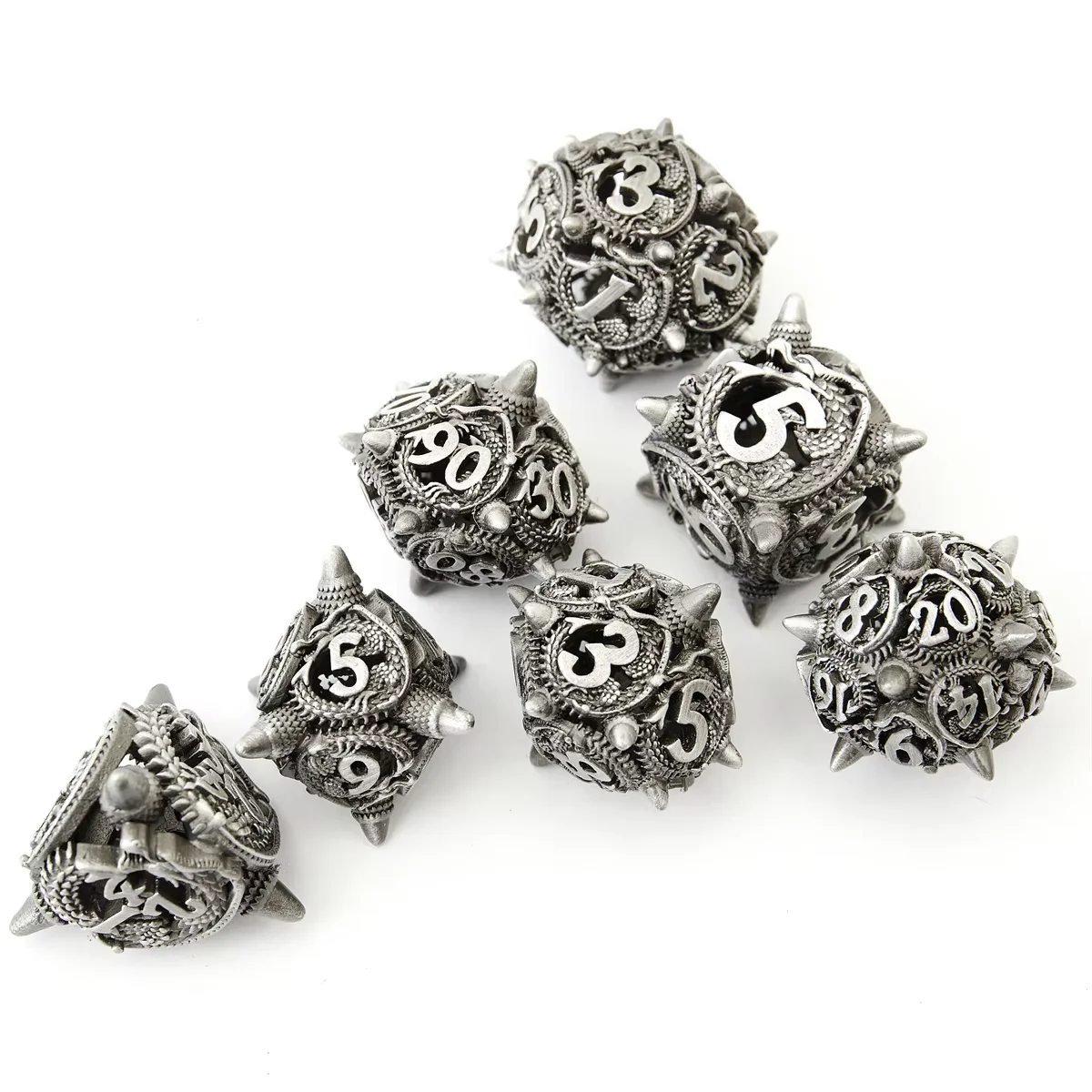 

Hollow Dragon Dices Metal Cube DND Dice set for Dungeons and Dragons Polyhedral Edge Dice Digital Dices TRPG RPG Dice Games D20