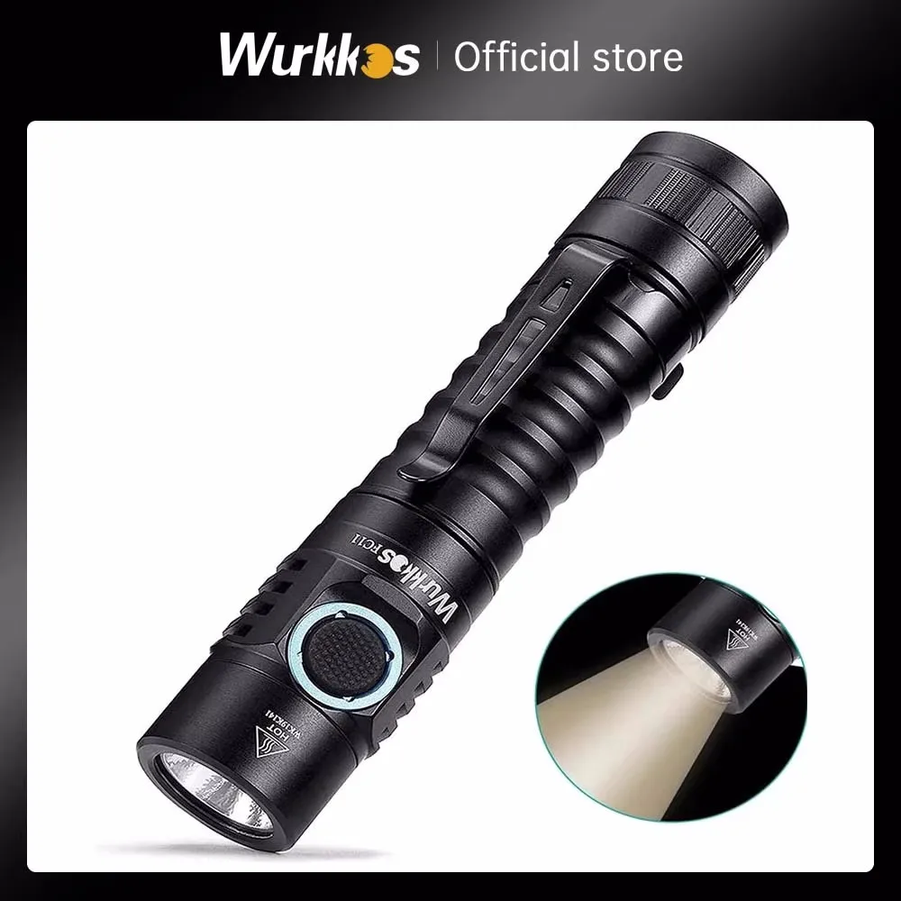 Wurkkos FC11 Mini Flashlight 18650 LED 1300lm LH351D Pocket Light 90CRI USB-C Rechargeable Magnetic Tail IP67 Hiking Lamp