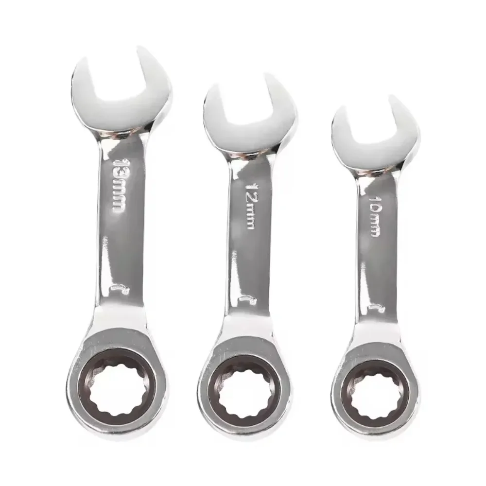 1 PCS Short Handle Quick Ratchet Wrench Opening Torx Dual-purpose Wrench Two-way Labor-saving Auto Repair Hardware Wrench Tool