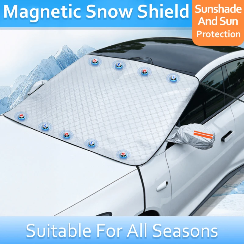 

Car Snow Shield - Front Windshield Frost & Frost Protection Magnetic Thickening Car Cover with Sunshade & Snow Protection