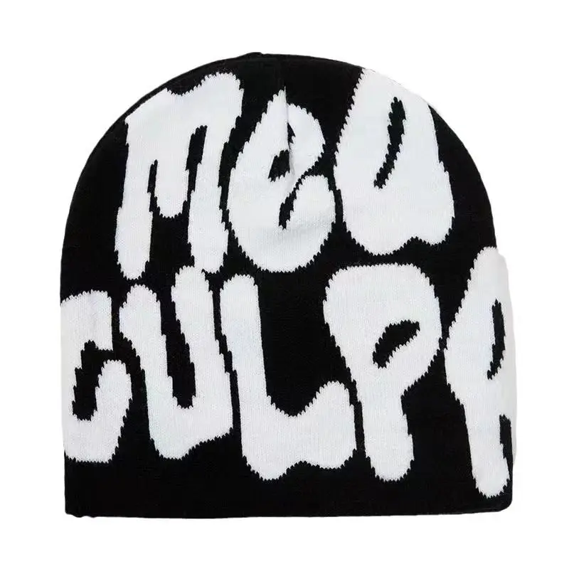 

2024 Y2K Letter Knitted Winter Autumn Beanie Cap Men Women Kanye Beanies Gorras Hombre Top Keep Warm Hat Ear Hat Wool Hip Hop BF