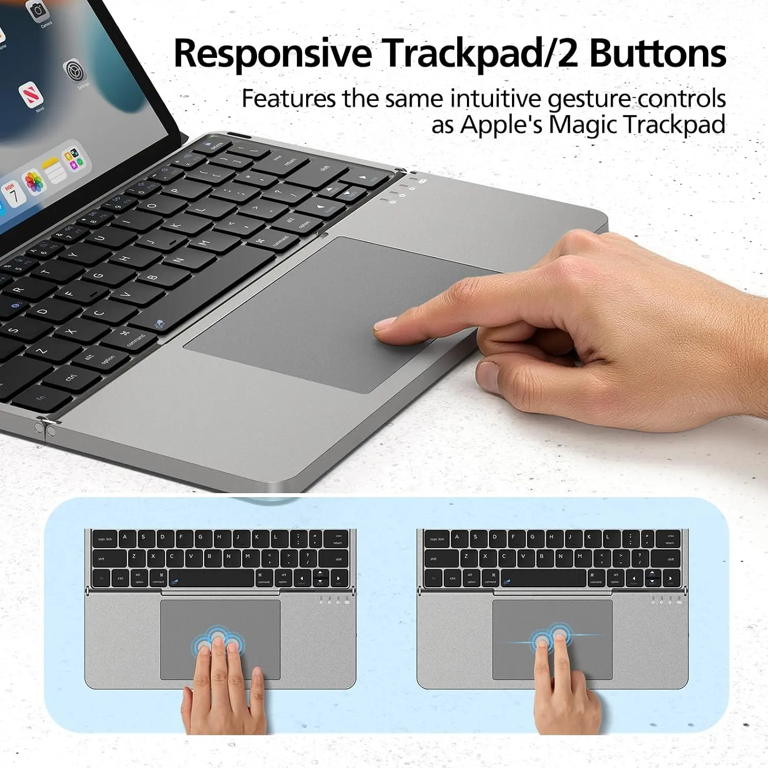 JOMAA Bluetooth Keyboard with Touchpad Foldable Wireless Keyboard Rechargeable Wireless Keyboard Android Samsung Tablet iPad