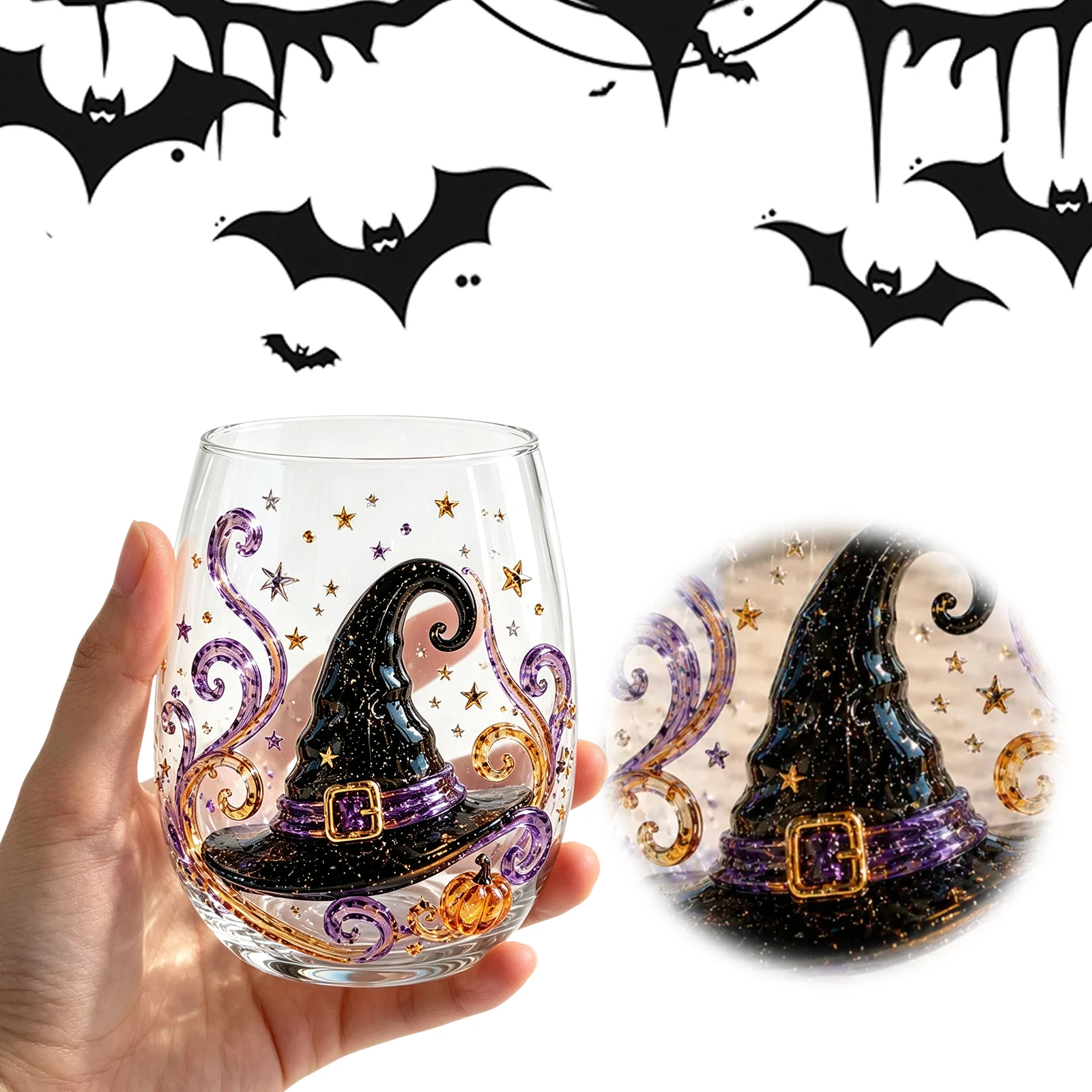Halloween Artisan Glassware Collection Spooky Candlelit Party Glass Whiskey Glasses Tumbler for Luminous Fall Sips Gifts