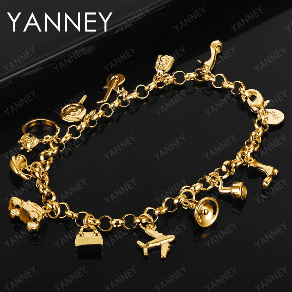 925 Sterling Silver 18K Gold 8 Inches Fine Pendant Bracelet For Women Fashion Wedding Charm Biżuteria Akcesoria Hurtownia