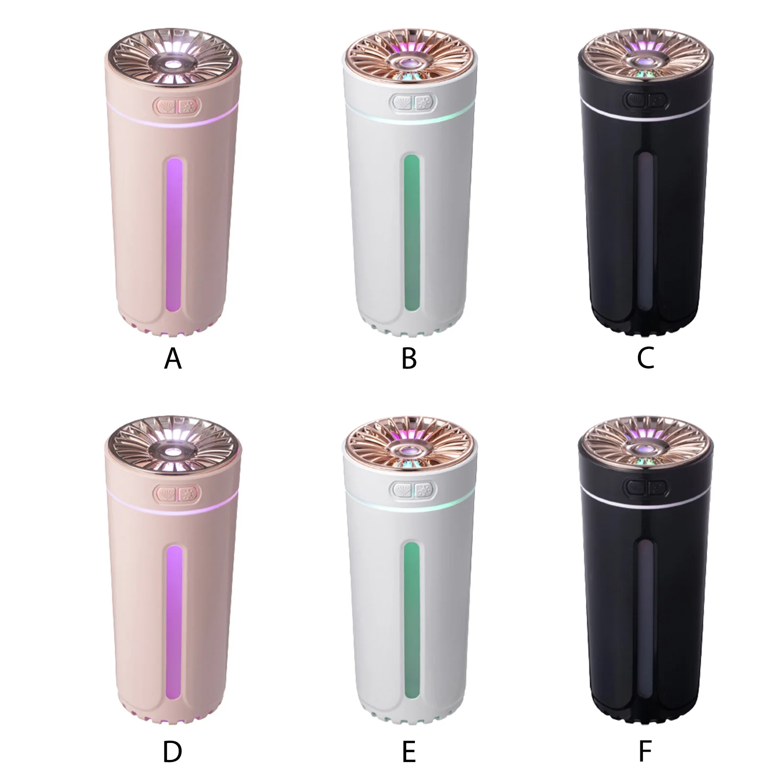 منقي هواء USB مع ضوء ليلي ملون ، آلة علاج بالروائح العطرية للمركبات ، معدات ترطيب كتم الصوت ، أوضاع الإضاءة والرش ، 30 ديسيبل