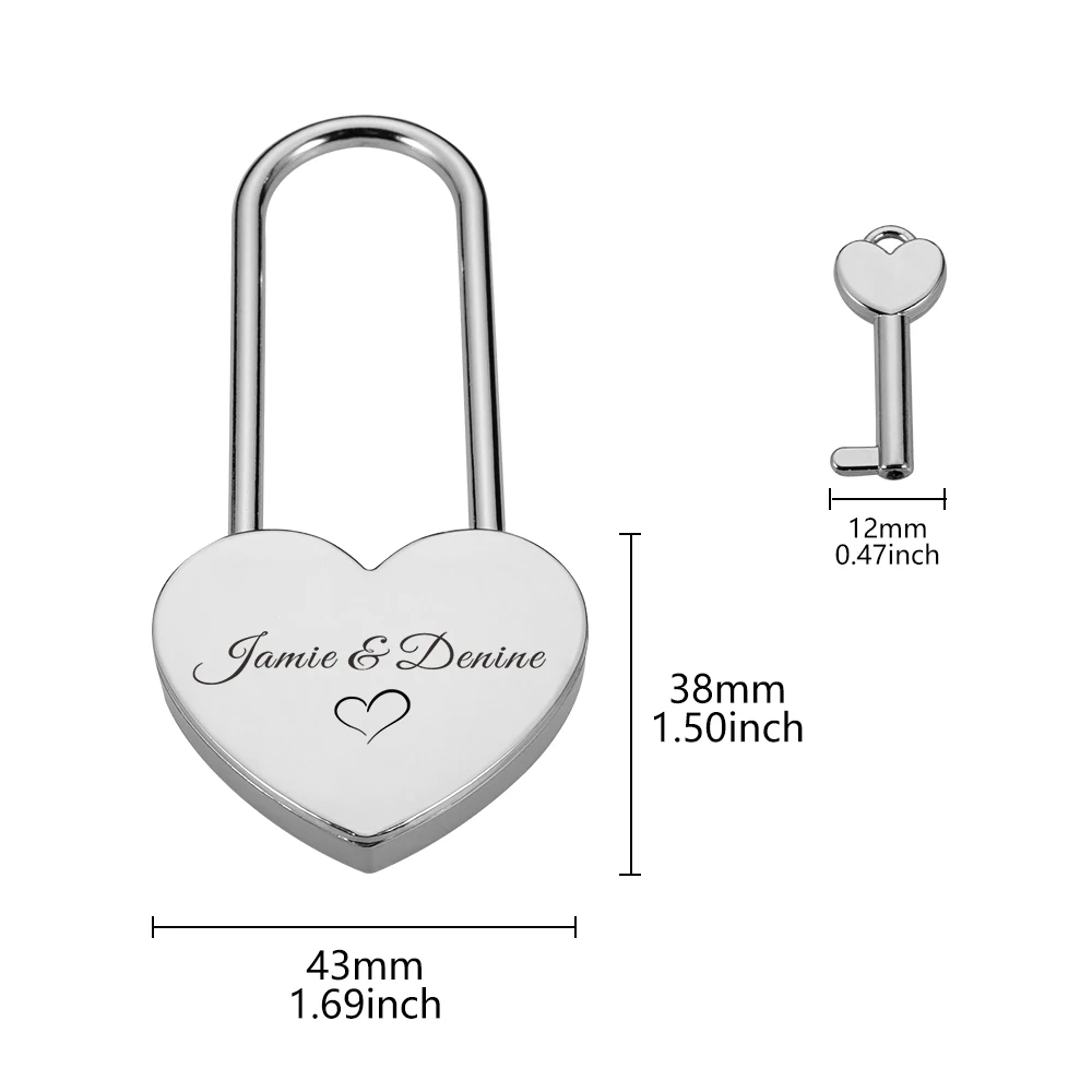 Personalized Name Large Padlock Engagement Love Lock for Her Wedding Anniversary Valentine\'s Day Gift Engraved Heart Lock Bridge