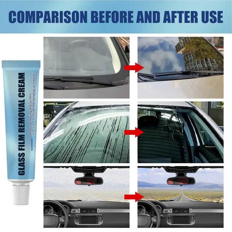 Car Glass Oil Film Cleaner With Sponge Water Mark Cleaning Agent Oil Film Removal Cream For Car Window Clear Vision Dropship