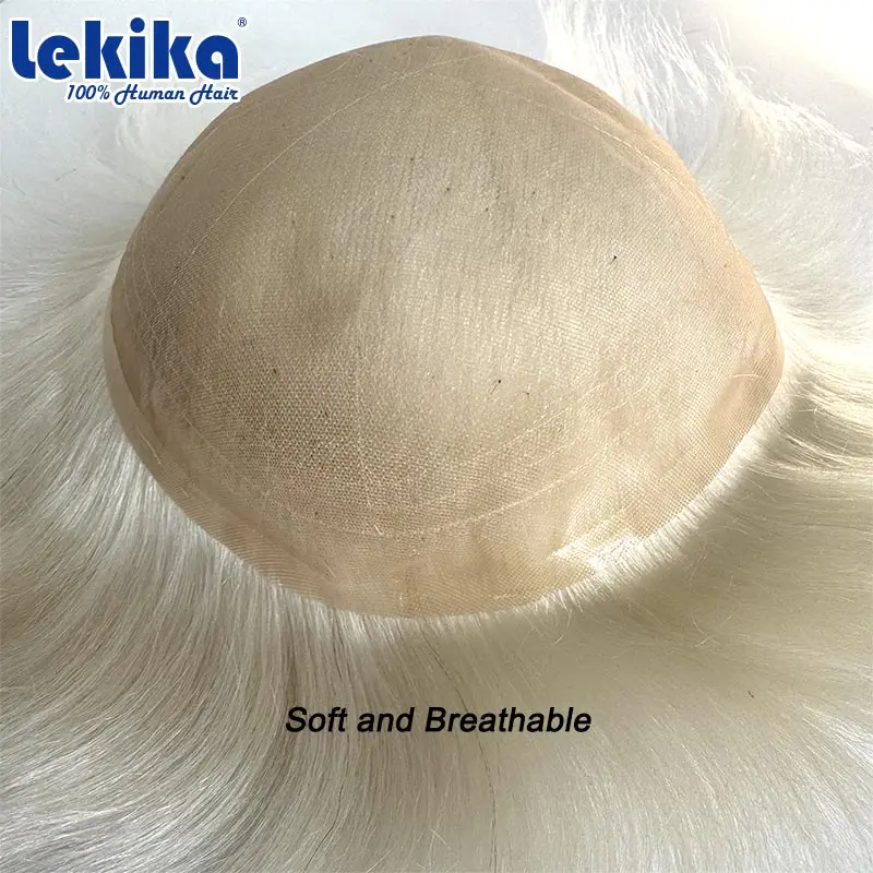 60RY Color French Full Lace Toupee Men Natural Human Hair Men's Capillary Prothesis 6' Wig For Men Lace Hair Replacement
