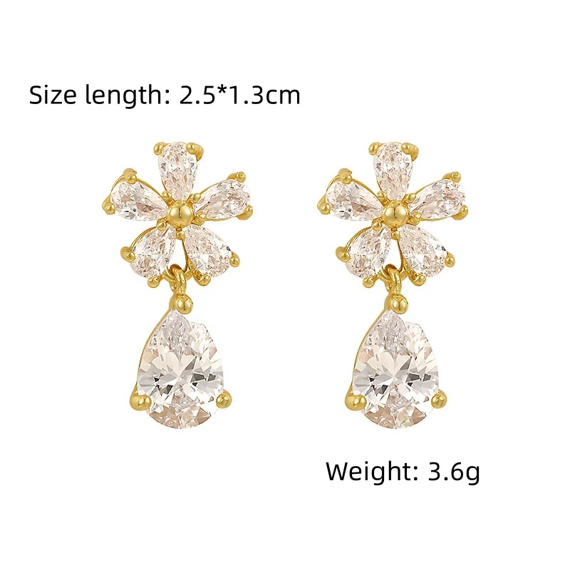 جديد زهرة الزركون قطرة وأقراط للنساء الإبداعية أنيقة عطلة حزب مجوهرات اكسسوارات