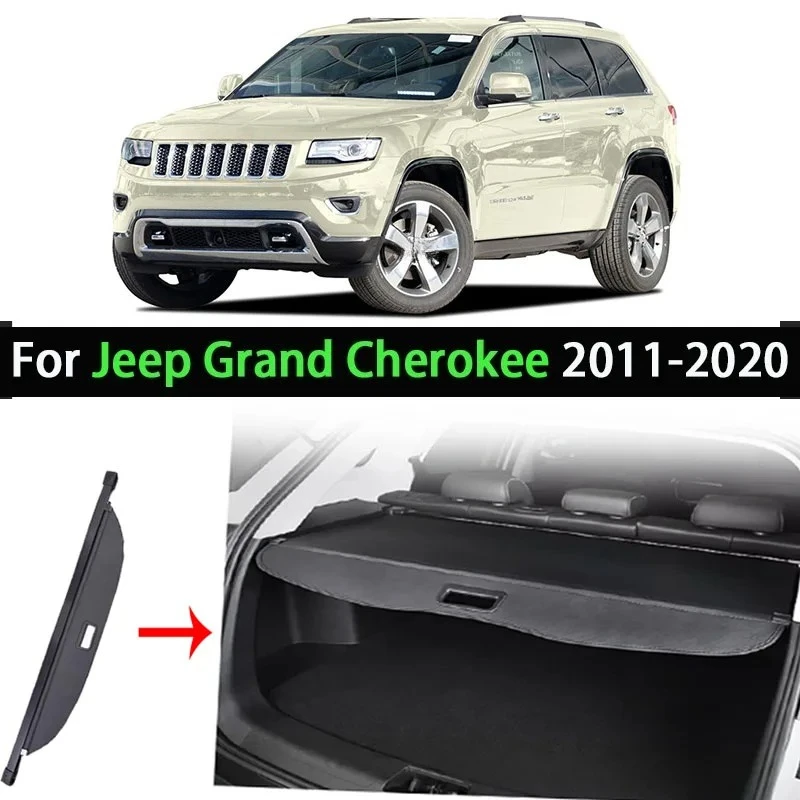 Image of Hinten Stamm Vorhang Cargo Abdeckung Für Jeep Grand Cherokee 2011-2020 Sicherheit Gepäck Versenkbare Partition Privatsphäre Auto Zubehör