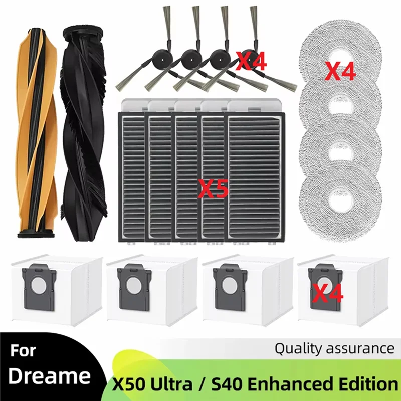 B89B-Accessories Kit For Dreame X50 Ultra / S40 Enhanced Edition Replacement Part Accessory Main Side Brush Filter Mop Dust Bag