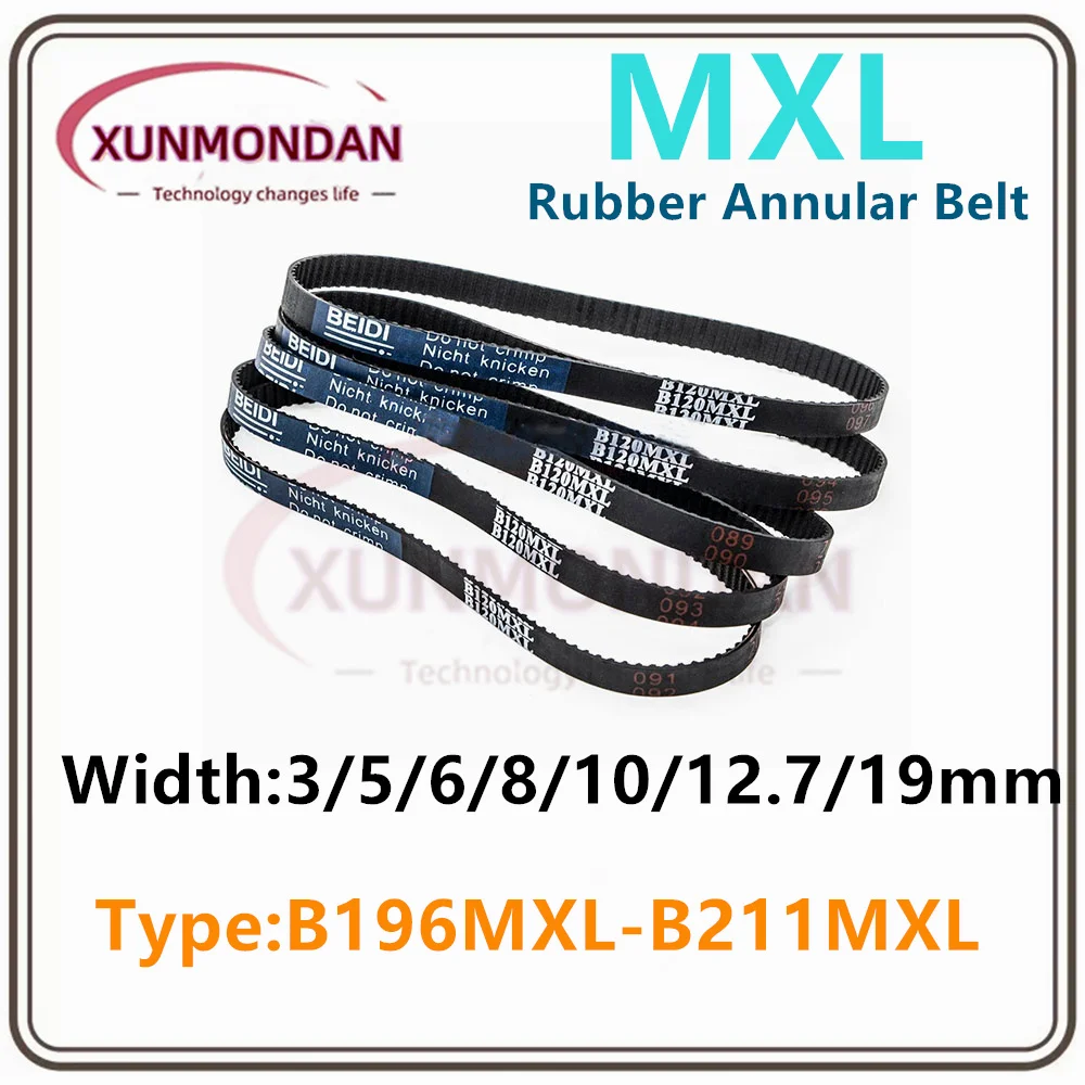 MXL High torqueTiming Belt B196 B197 B198 B200 B202 B203 B205 B206 B207 B208 B210 B211 Width 3/5/6/10/19mm For 3D Printer