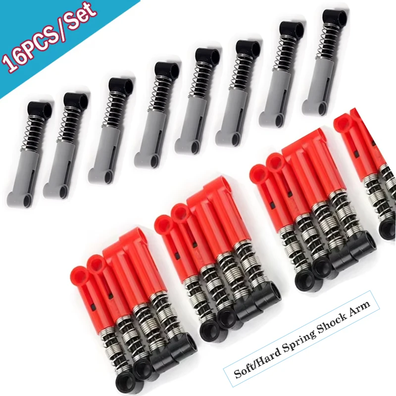 

16PCS Soft/Hard Spring Shock Arm MOC Building Blocks Technology Parts Absorber Suspension 76537 76138 DIY Toy Bricks Accessories