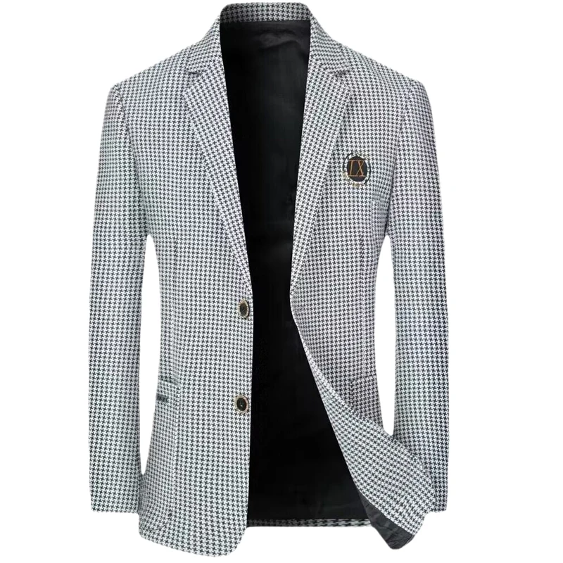 High Quality Business Casual Men\'s Suit Spring and Autumn New Plaid Small Suit Single West Coat Men\'s Youth Jacket Blazers