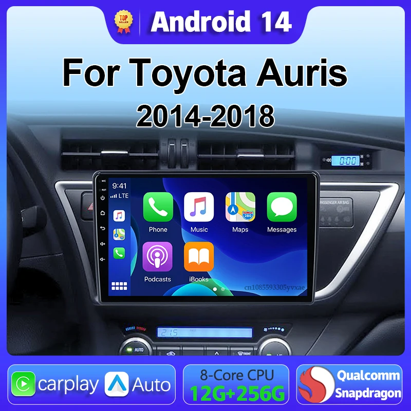 

Android 14 Carplay Car Radio Multimedia For Toyota Auris 2014 2015 2016 2017 2018 BT GPS video DVD DSP Player Autoradio Stereo