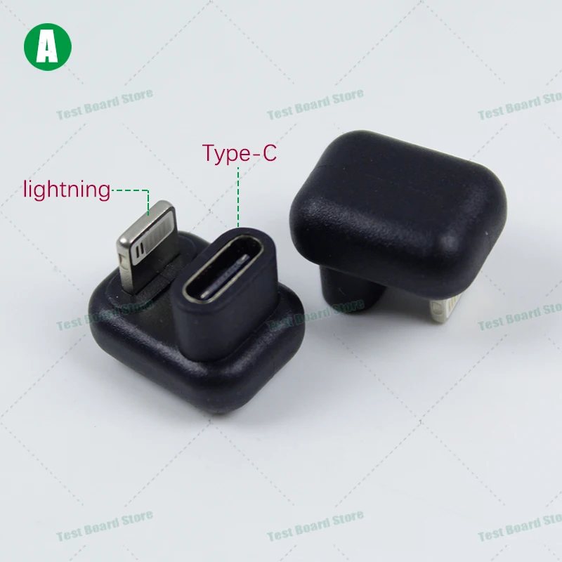 1Pce lightning male 180 °elbow data fast charging adapter Type-C to Type-C/lightning adapter for iPhone laptops iPad AirPods