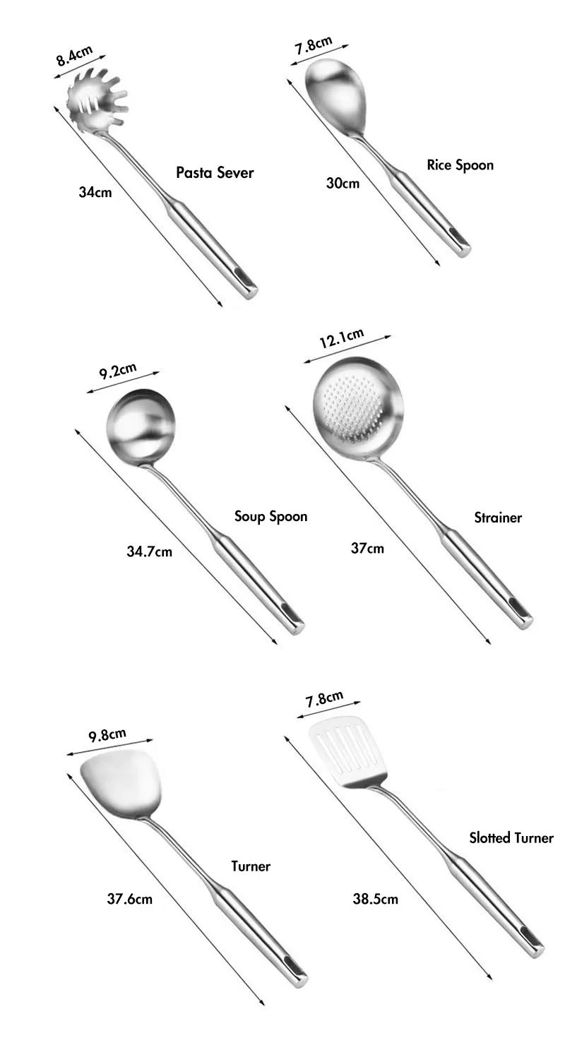 Set 2 Utensili Da Cucina In Acciaio Inox 304 Con Manico In Legno – Spatola E Mestolo Antigraffio - 2