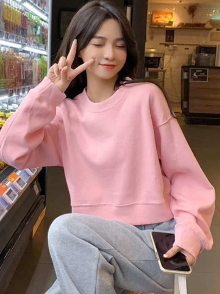 Sweatshirts Women Simple All-match Streetwear Ins College Spring Korean Style Ulzzang Casual Loose O-neck Various Colors Classic