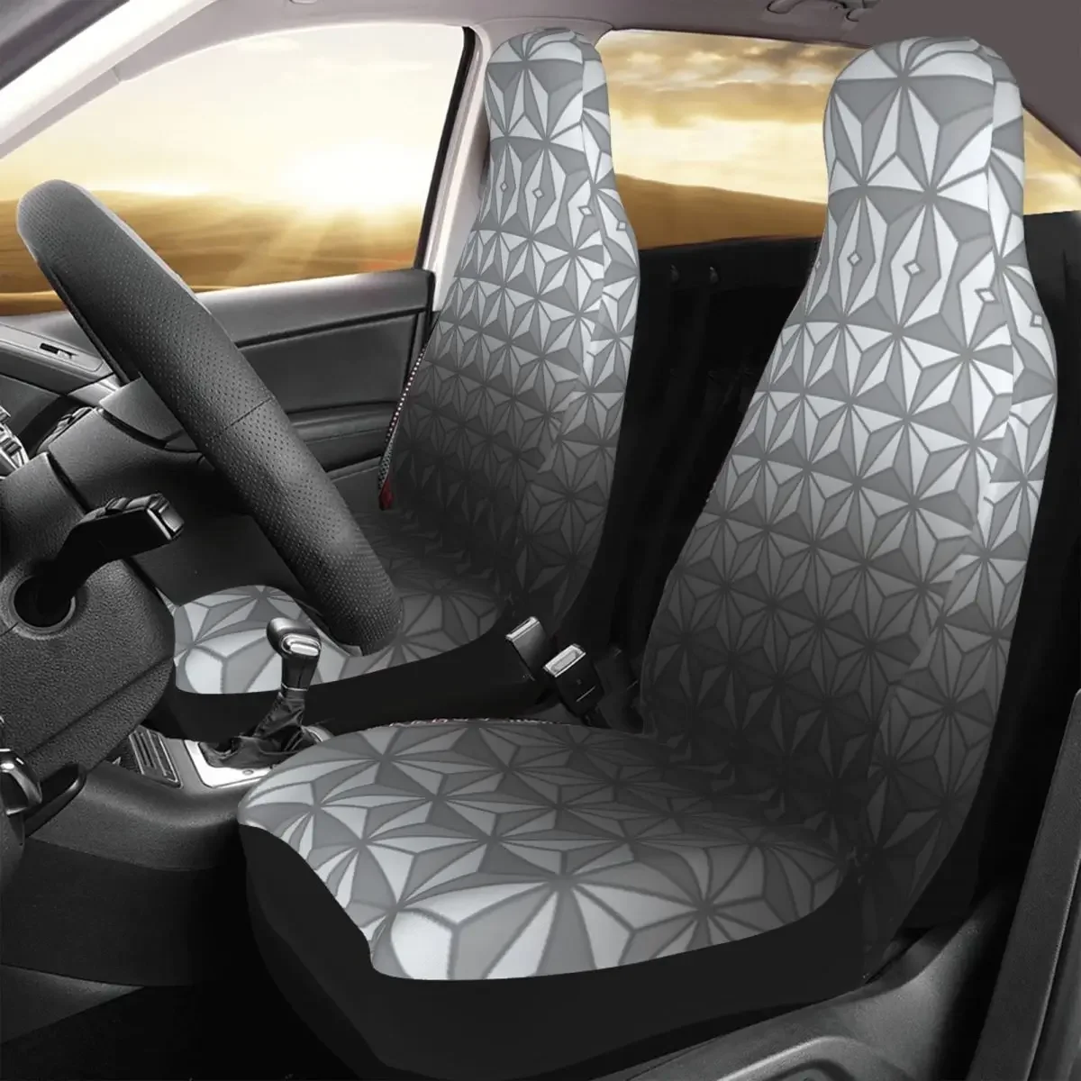 Gray Spaceship Earth Pattern Universal Car Seat Cover Waterproof For SUV Car Seat Protector Polyester Hunting