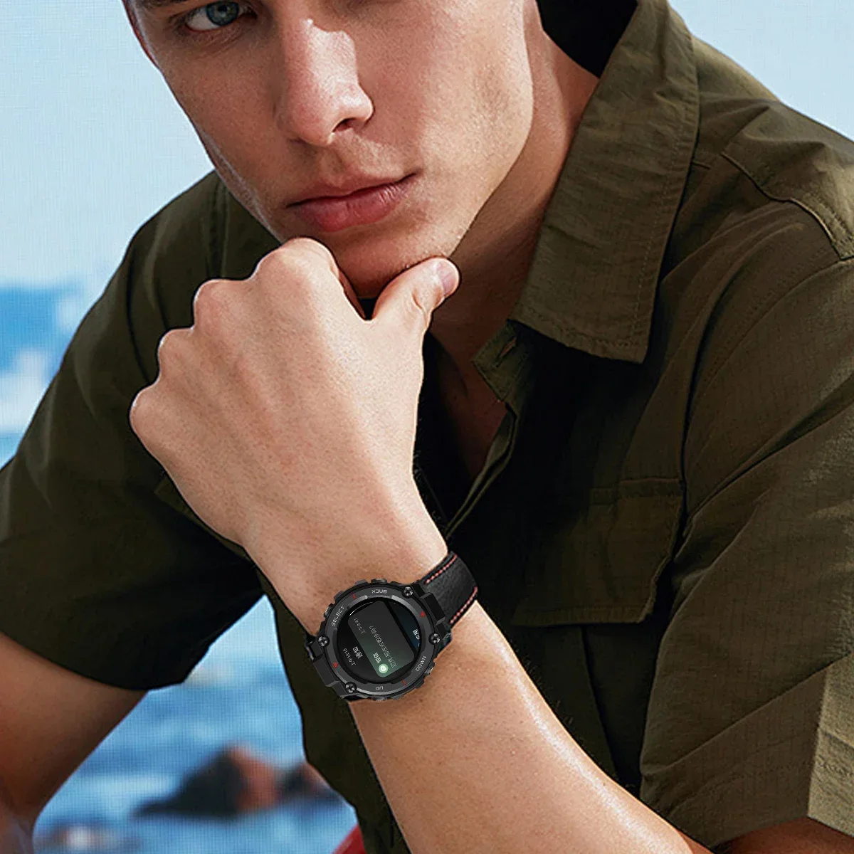 バンドレザーブレスレット Amazfit T-rex 2 3 ウルトラ Huami Amazfit Trex プロ TRex 時計バンドスマートウォッチスポーツストラップ Accessoeies