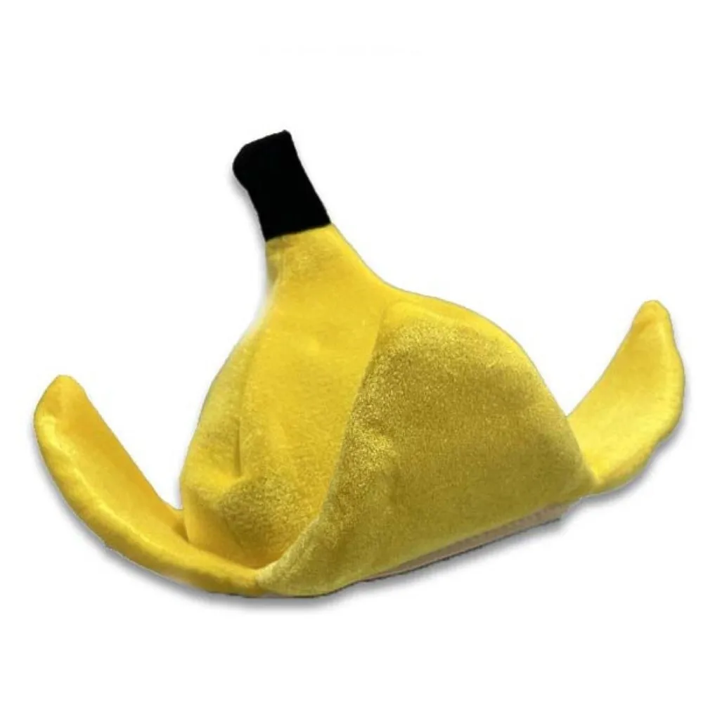 Soft Fabric Banana Hat Vibrant Yellow Design Three-Dimensional Peel Funny Fruit Headgear Comfortable Elastic Fit