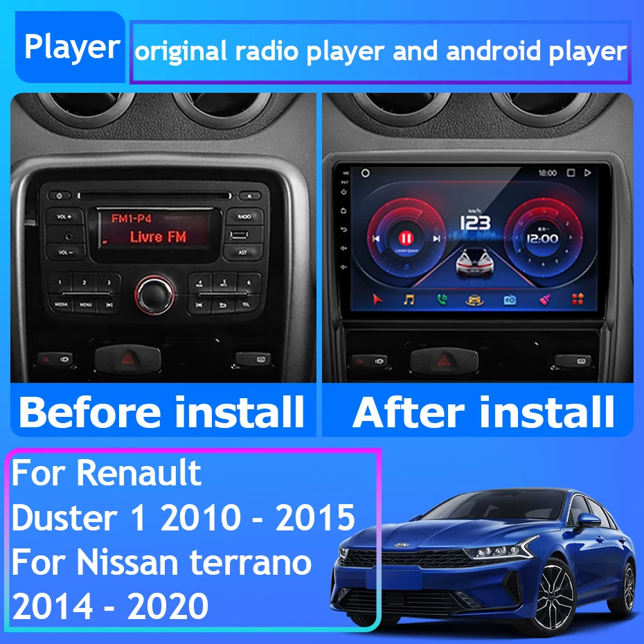 

Автомобильный радиоприемник Carplay для Renault Duster 1 2010-2015 для Nissan terrano 201, GPS-навигация, стерео головное устройство, Android Auto