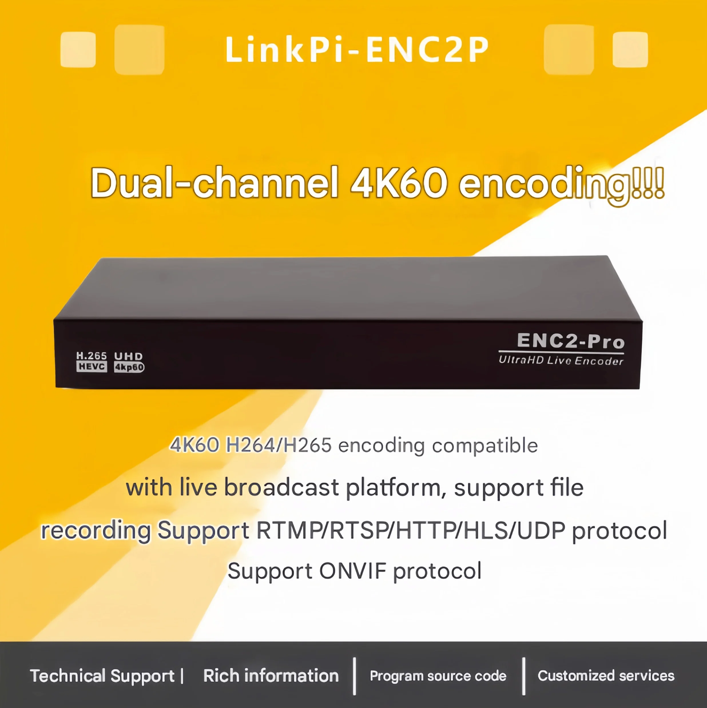 

Двухканальный энкодер ENC2PRO 4K60 HDMI 3559A Live RTMP Game Live