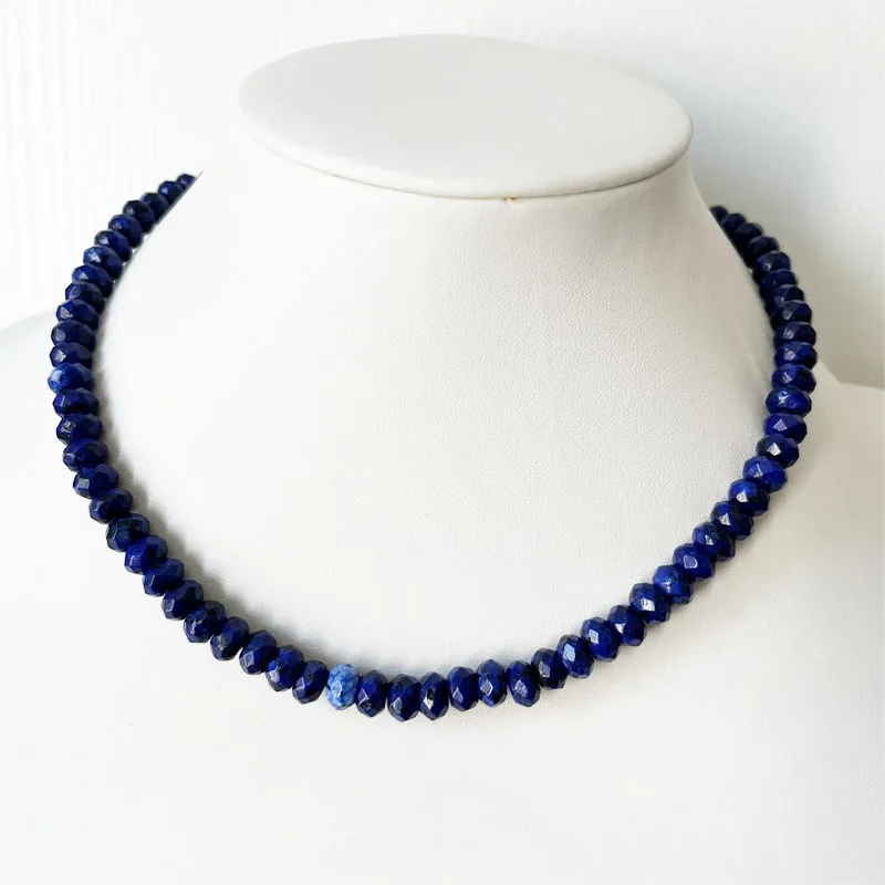 

1 шт., хит продаж, ожерелье из натурального камня 5*8 мм, граненое ожерелье из лазурита, цветная прокладка из бисера, подходит для повседневного ношения и подарка