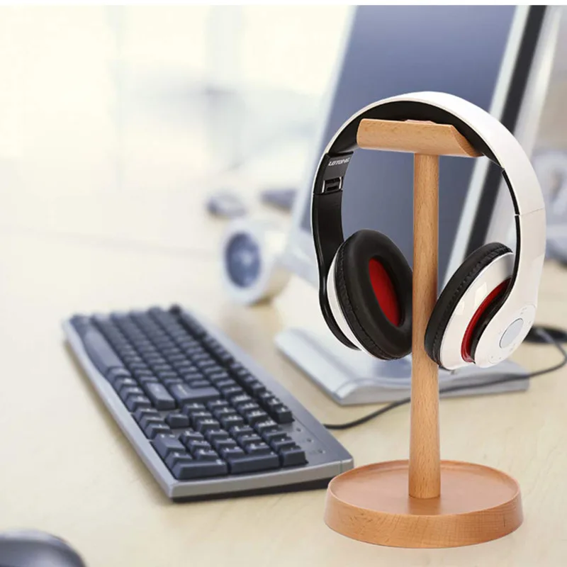 

Black Walnut Wood Earphone Stand Head Mounted Earphone Storage Esports Game Display Shelf Curved Surface Design Organize Rack