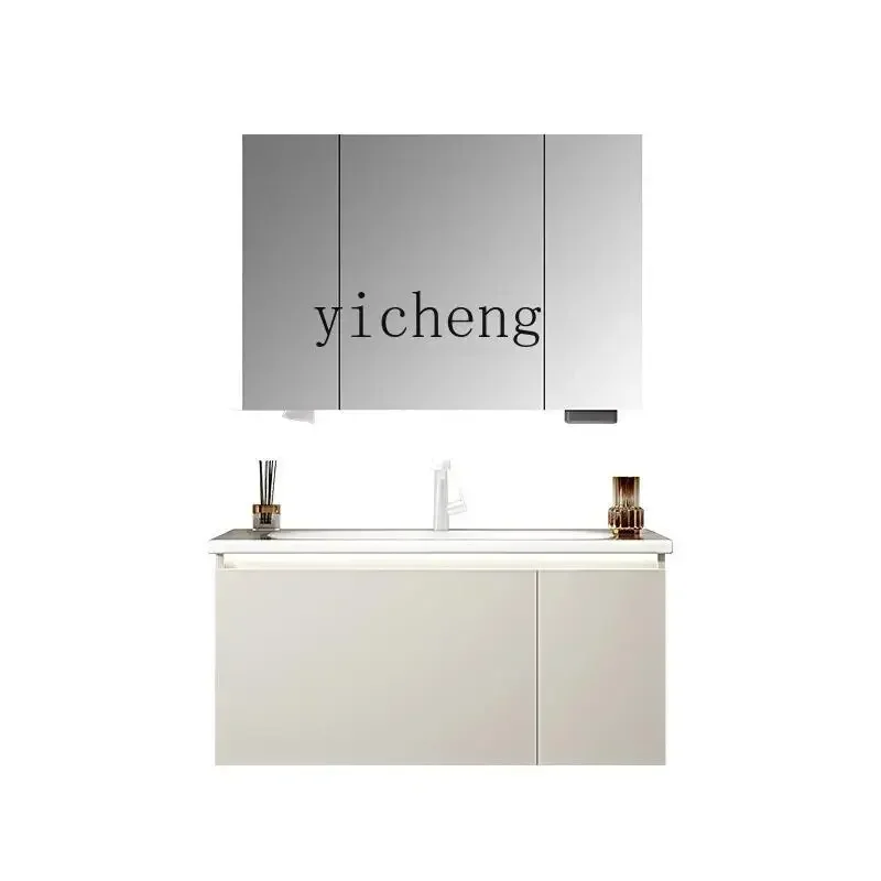 

XL Bathroom Cabinet Combination Smart Induction Mirror Cabinet Integrated Ceramic Basin Washstand Sink