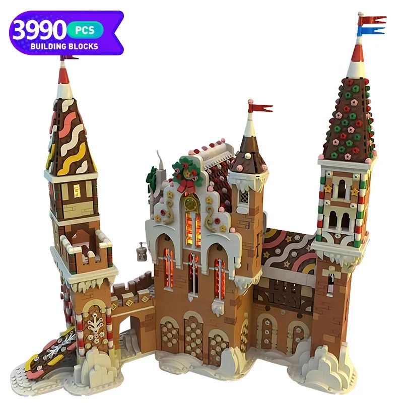 

Moc Architecture Christmas Gingerbread Castle Building Block Assembling Model Holiday Collection Castle Brick Toy Child Gift