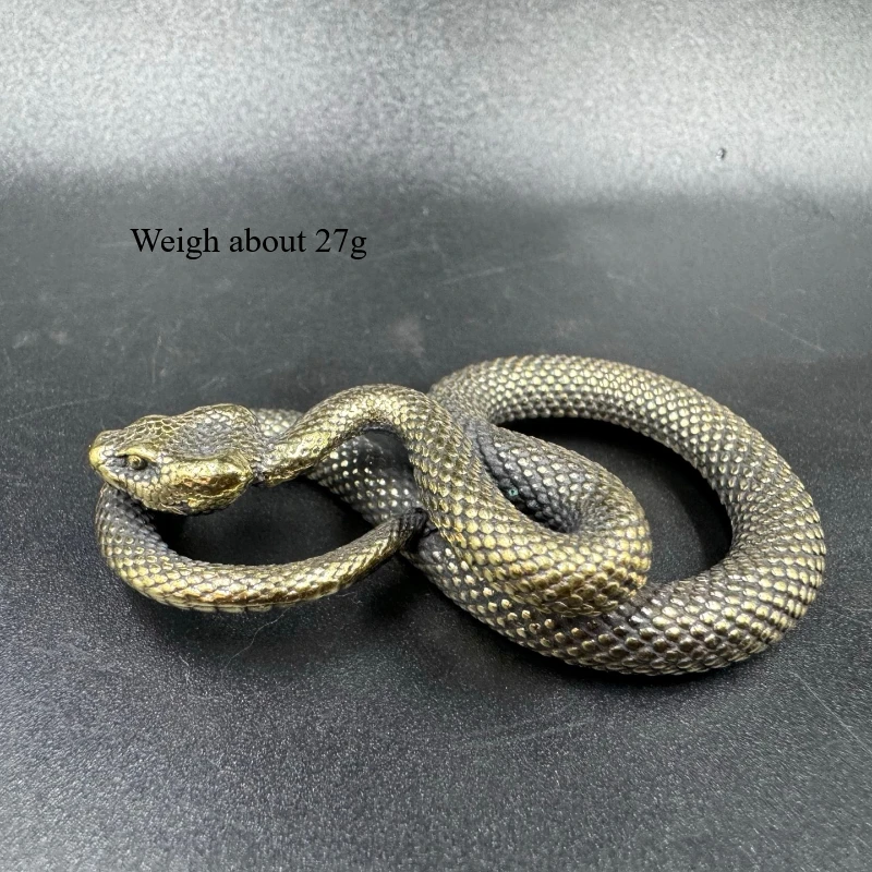 

Little Fairy/ Retro Brass Snake Tea Pet Crafts Metal Animal Miniature Sculpture Desktop Living Room Home Decoration Accessories