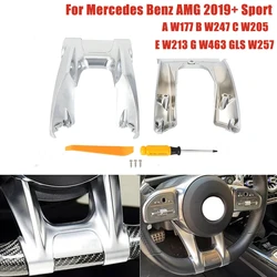 Embellecedor inferior para volante de coche, cubierta plana para Mercedes Benz AMG 2019 + Sport A W177 B W247 C W205 G W463 GLS W257 CLA C118 Class