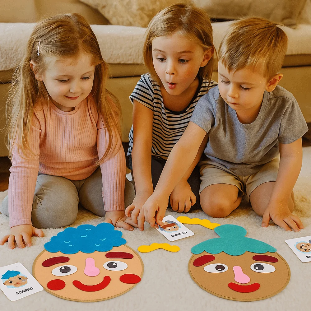 Handgemaakt emotioneel leren Gezichten maken Montessori Sociaal emotioneel leren Educatief Grappig gezichtsuitdrukkingsherkenning