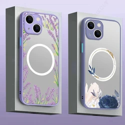 For Magsafe Magnetic Wireless Charging Case For iPhone Air 17 16 15 Pro Max 14 13 12 Pro 11 15 ShockProof Flowers Phone Cover