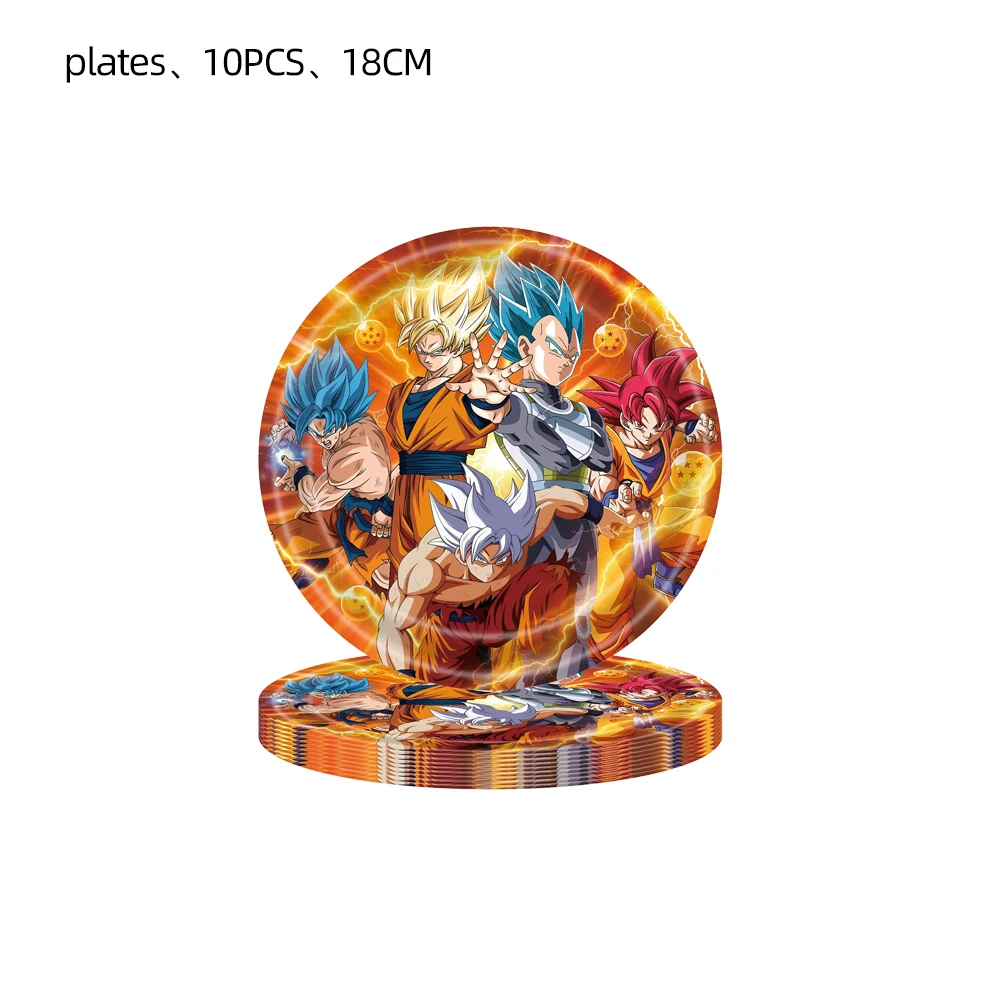 Goku Dragon Ball Party-Zubehör Geburtstagsdekoration Tischgeschirr Pappbecher Teller Servietten Tischdecke Luftballons Tortendekoration – Detail 3
