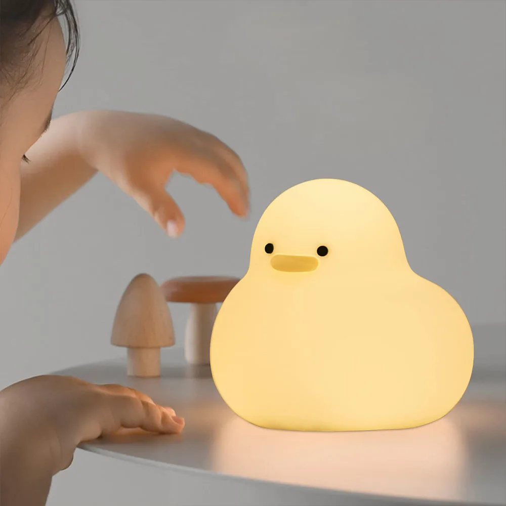 Luz de noche de pato Kawaii, recargable por USB Lámpara LED, lámpara de noche táctil para habitación, artefacto de descompresión de protección ocular