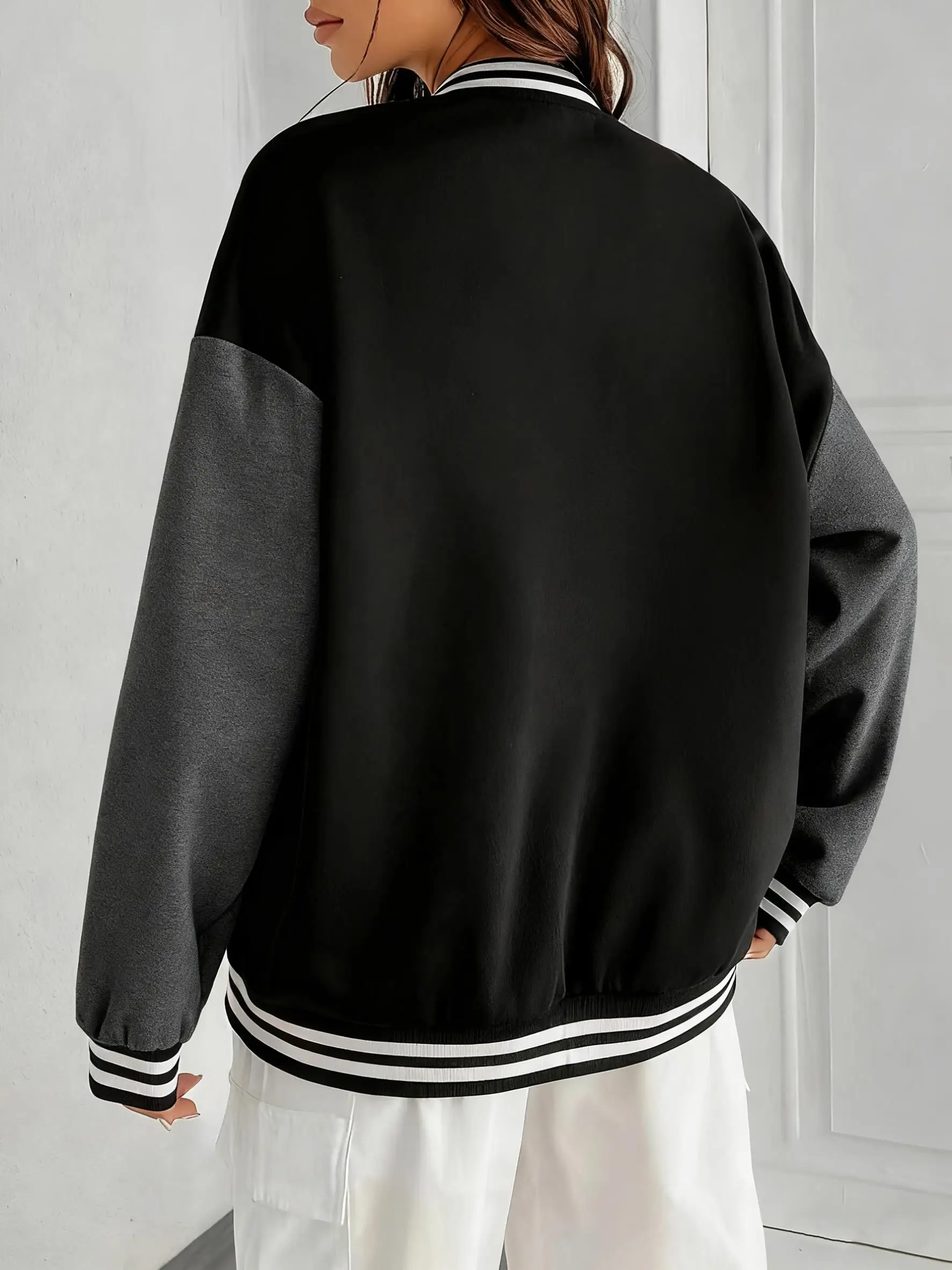 Outline Heart Cluster Casual jas Dames honkbaljack Hiphopmode Zacht streetwear Winter Warm fleece trainingspak Dames