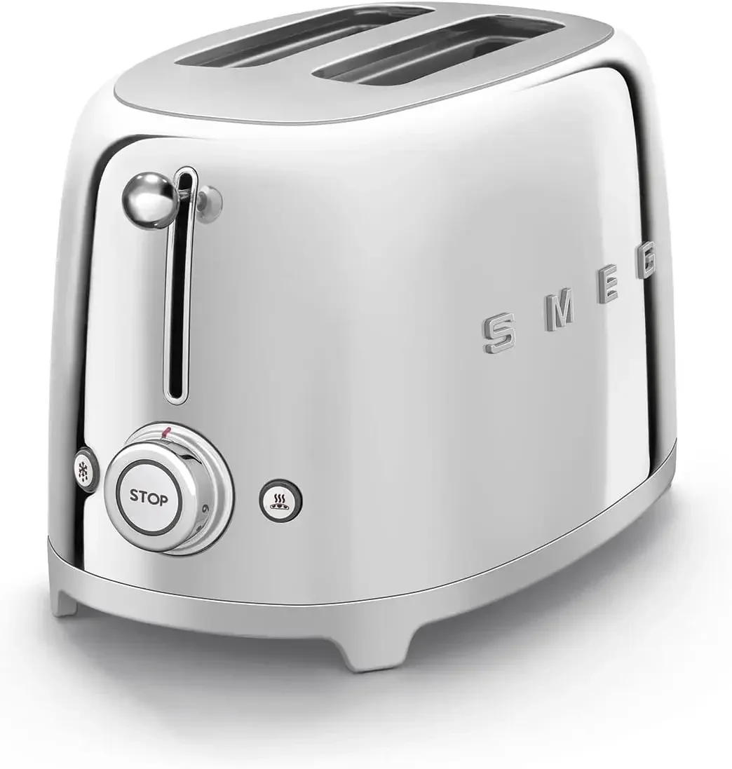 SMEG 2 Slice Toaster with 6 Presets and Defrost Function and Removable Crumb Tray TSF01SSMUS, Stainless Steel