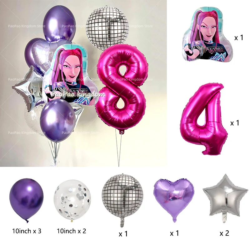 K-Pop Disco-Musik Ballonbogen-Set Rosa Lila Silber Ballons für Disco-Musik Fan-Treffen Geburtstagsfeier Dekoration