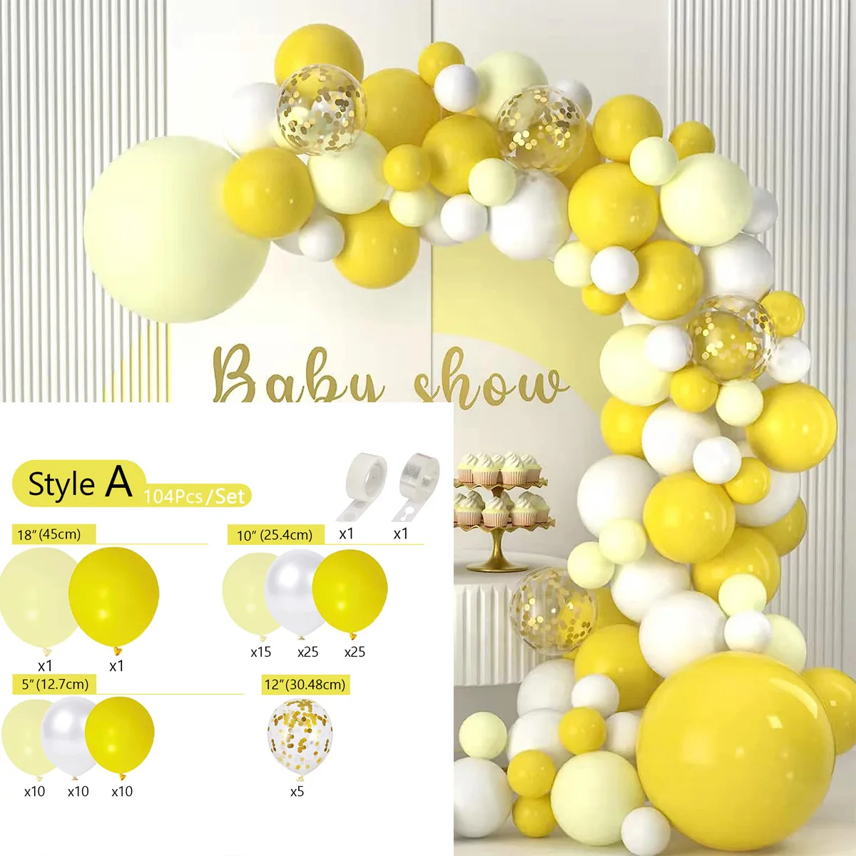 Pastel Yellow Balloons Arch Garland Kit White Baby Shower 1st Birthday Party Ballon Decorations Wedding Anniversary Decor Globos