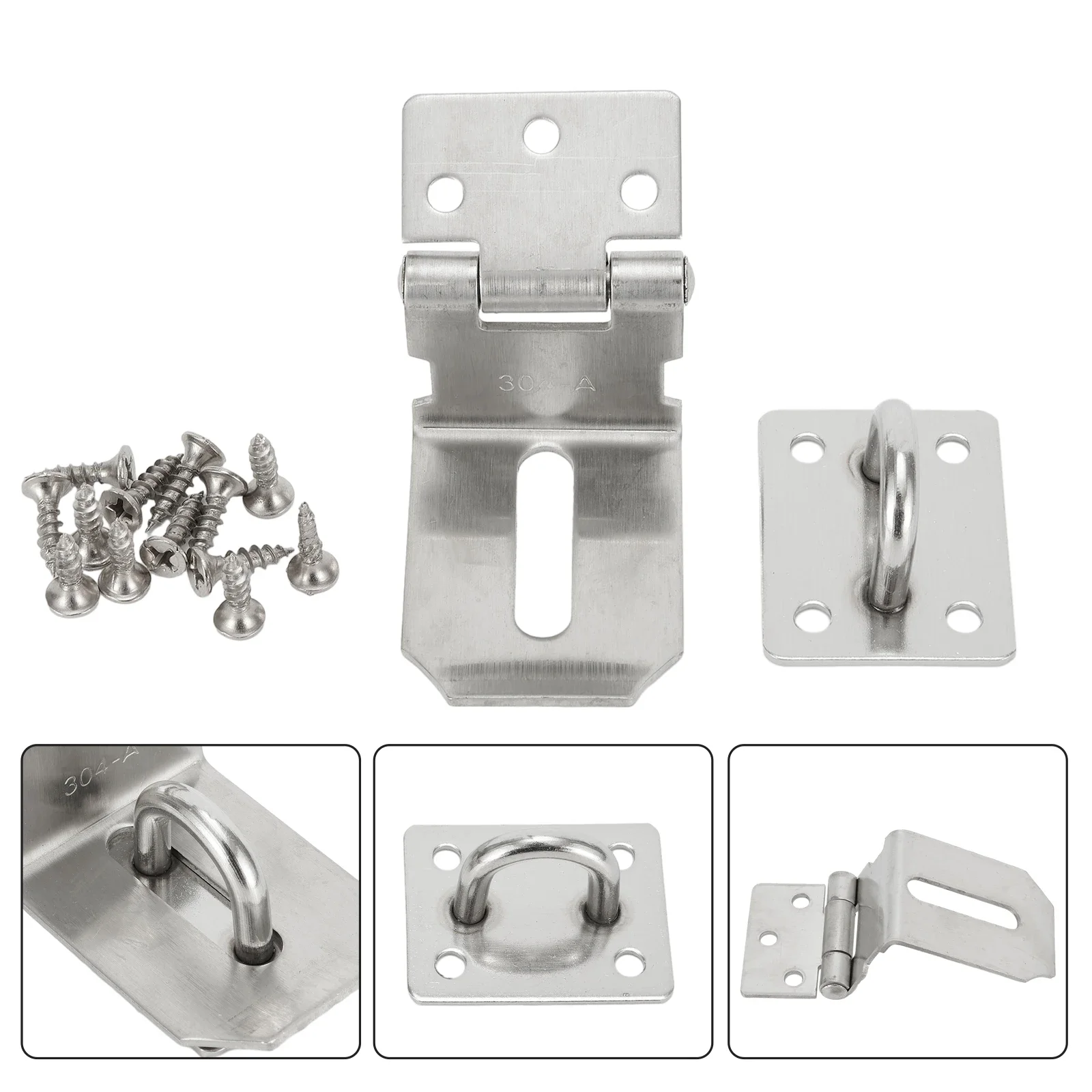 Stainless Steel Padlock Clasp Gate Hasp Staple Door 90 Degrees Latches Lock Shed Latch  Household Burglar-proof Hardware