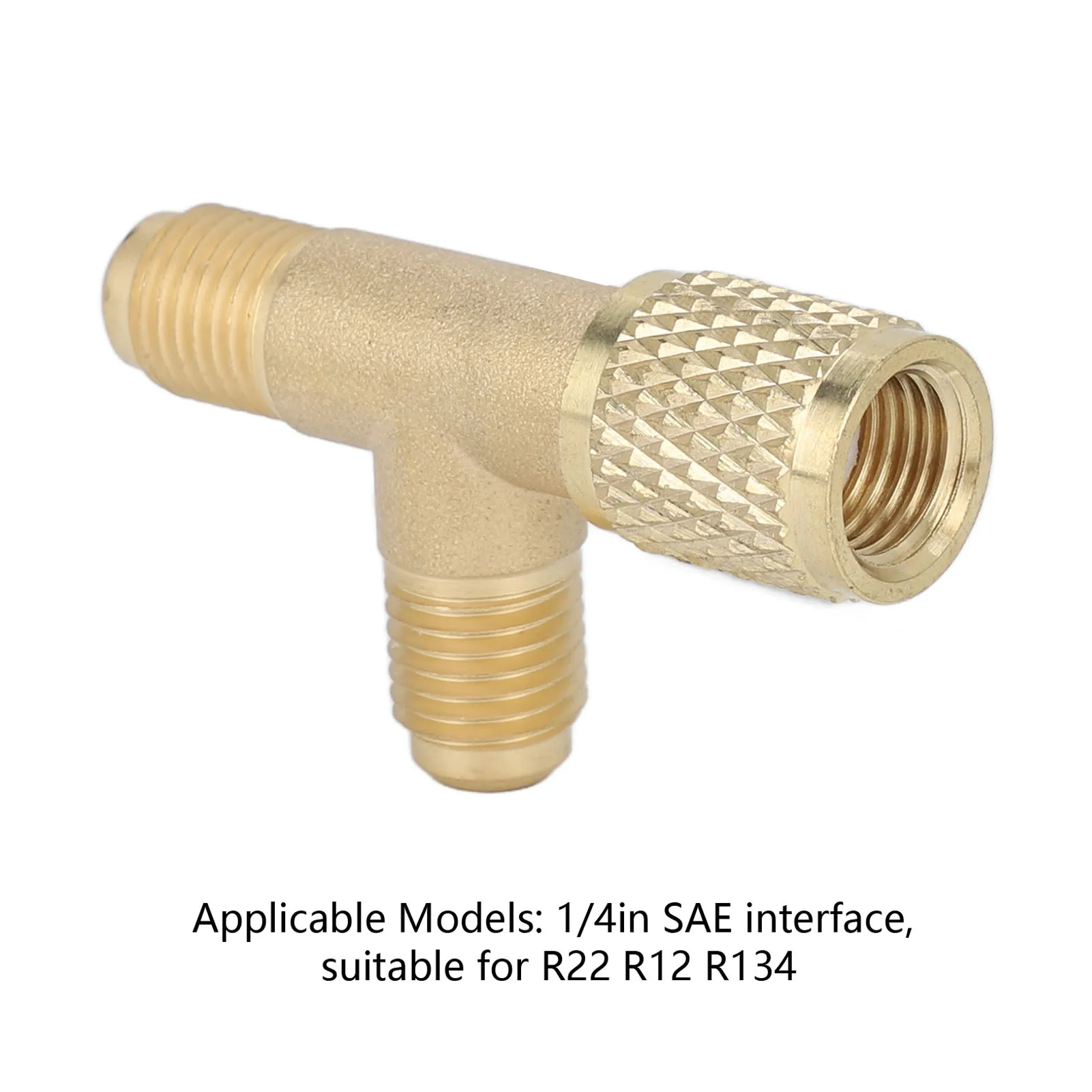 Quick Coupler Tee Adapter with Valve Core Brass 1/4in SAE Sturdy Structure for R22 R12 R134