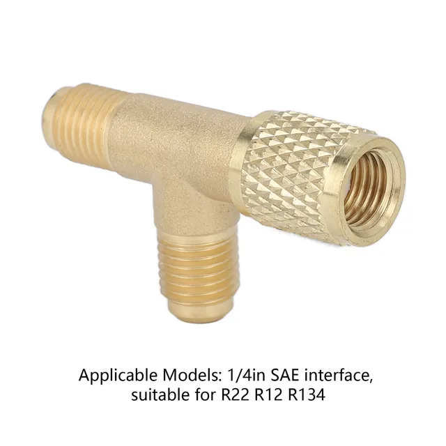 Adapter trójnika szybkiego łącznika z rdzeniem zaworu Mosiądz 1/4 cala SAE Solidna konstrukcja dla R22 R12 R134