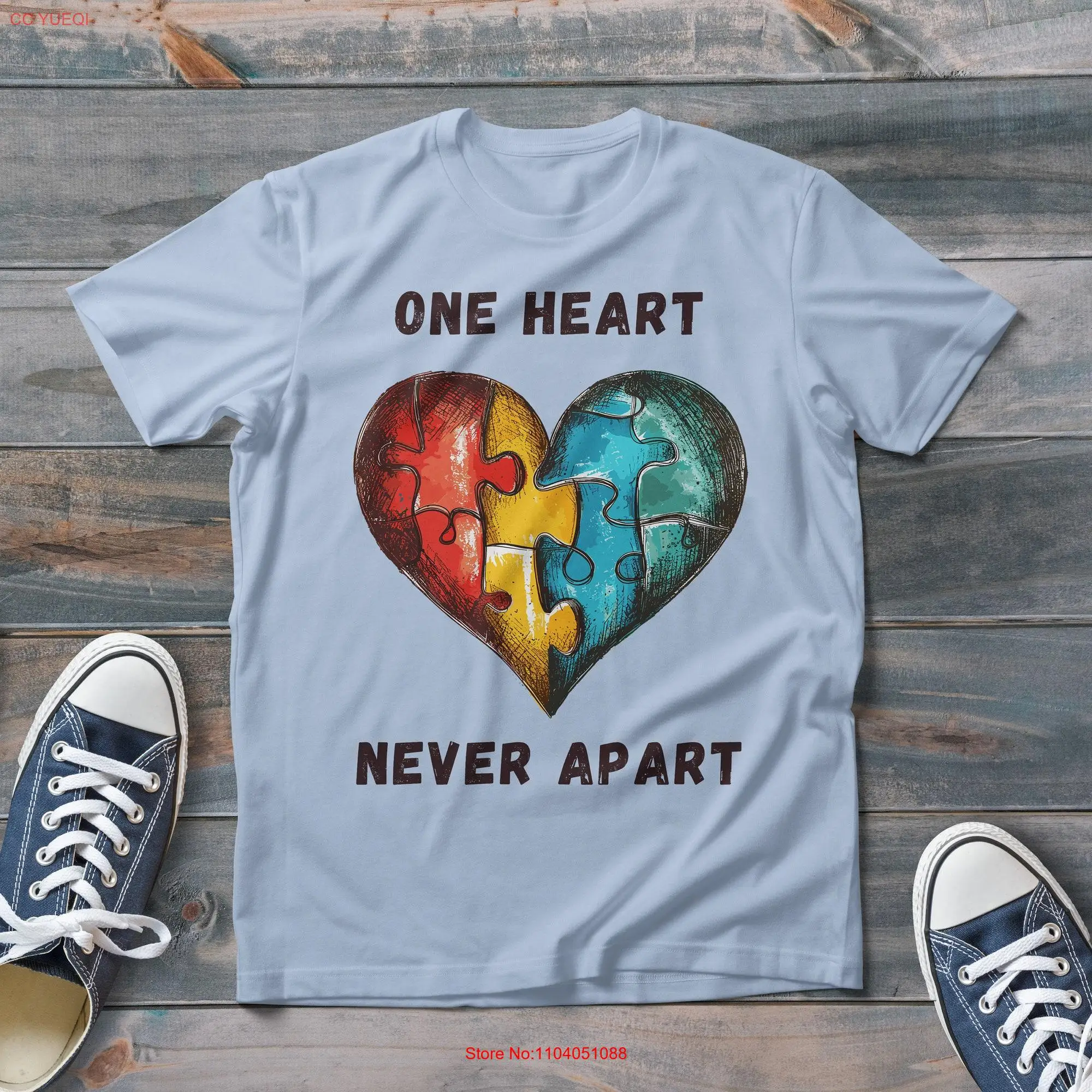 Heart Puzzle Never Apart T Shirt Romantic Vibe Vintage Trendy Style long or short sleeves