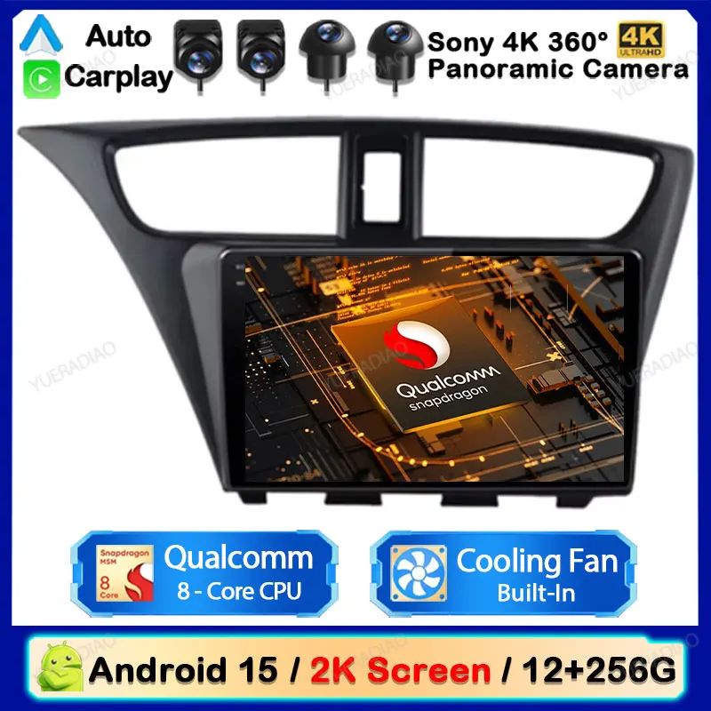 

Головное устройство Android 15 для Honda CIVIC Hatchback 2012 2013 2014 2015-2017 Автомобильный радиоприемник Мультимедийный видеоплеер NAVI 4G WIFI QLED BT